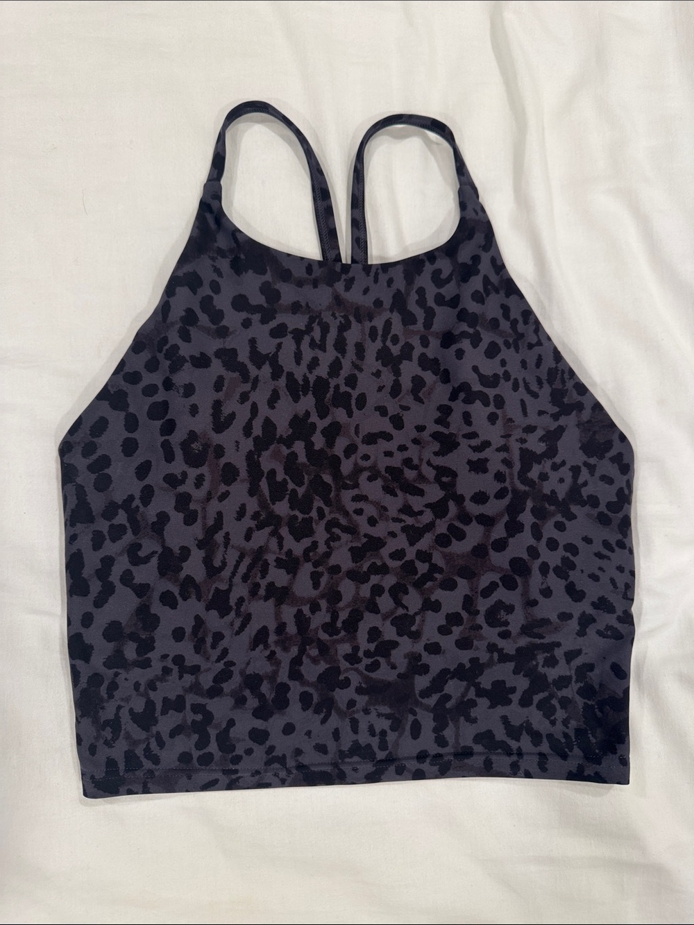 Old Navy Charcoal and Black Leopard High-Neck Sports Bra